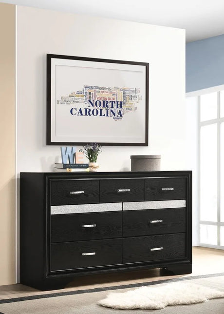 Miranda Black/Rhinestone 7-Drawer Dresser by Coaster at Eve Furniture