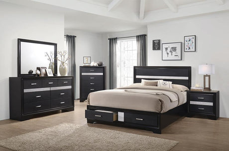 Miranda Eastern King 2-Drawer Storage Bed Black