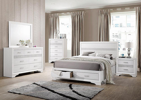 Miranda Eastern King 2-Drawer Storage Bed White