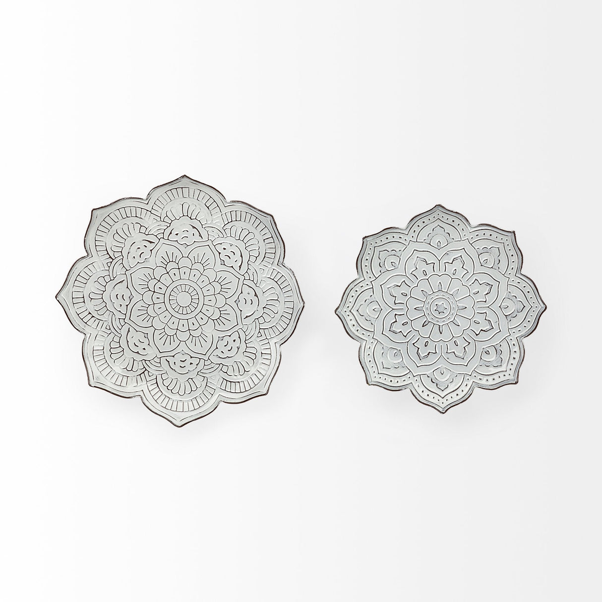 Miranda Set of 2 Stamped Metal Lotus Flower Wall Decor by Mercana at Eve Furniture