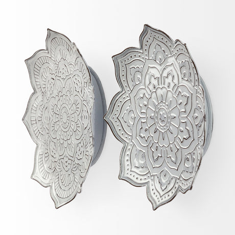Miranda Set of 2 Stamped Metal Lotus Flower Wall Decor by Mercana at Eve Furniture