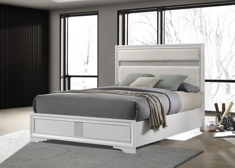Miranda White 55-inch Upholstered Queen Panel Bed by Coaster at Eve Furniture