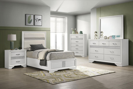 Miranda White 55-inch Upholstered Twin Panel Bed by Coaster at Eve Furniture