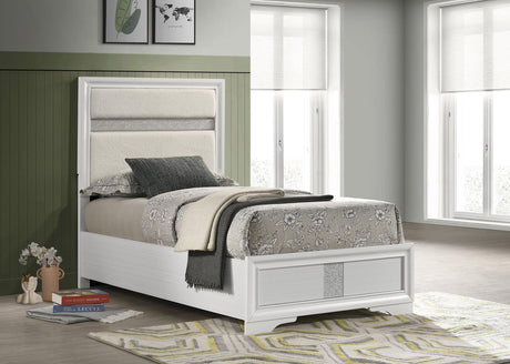 Miranda White 55-inch Upholstered Twin Panel Bed by Coaster at Eve Furniture