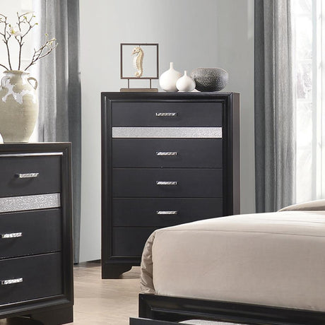 Miranda Black and Rhinestone 5-Drawer Chest by Coaster at Eve Furniture