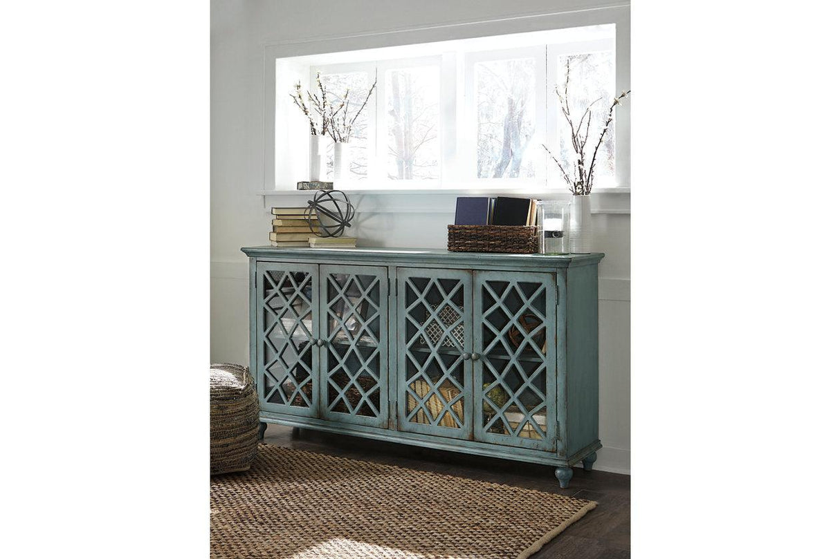 Mirimyn Antique Teal Accent Cabinet by Ashley at Eve Furniture