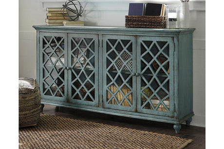 Mirimyn Antique Teal Accent Cabinet by Ashley at Eve Furniture