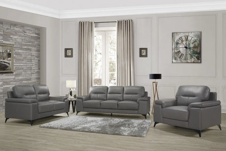 Mischa Dark Gray Top-Grain Leather Chair by Homelegance at Eve Furniture
