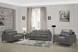 Mischa Dark Gray Top-Grain Leather Living Room Set by Homelegance at Eve Furniture