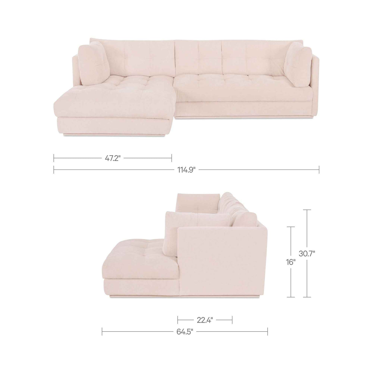 Mischa Light Beige Left Sectional by Moe's Home at Eve Furniture