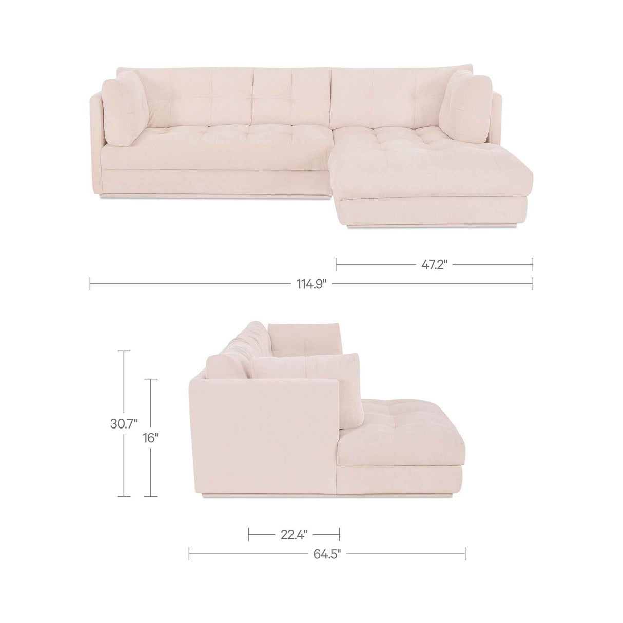 Mischa Light Beige Right Sectional by Moe's Home at Eve Furniture