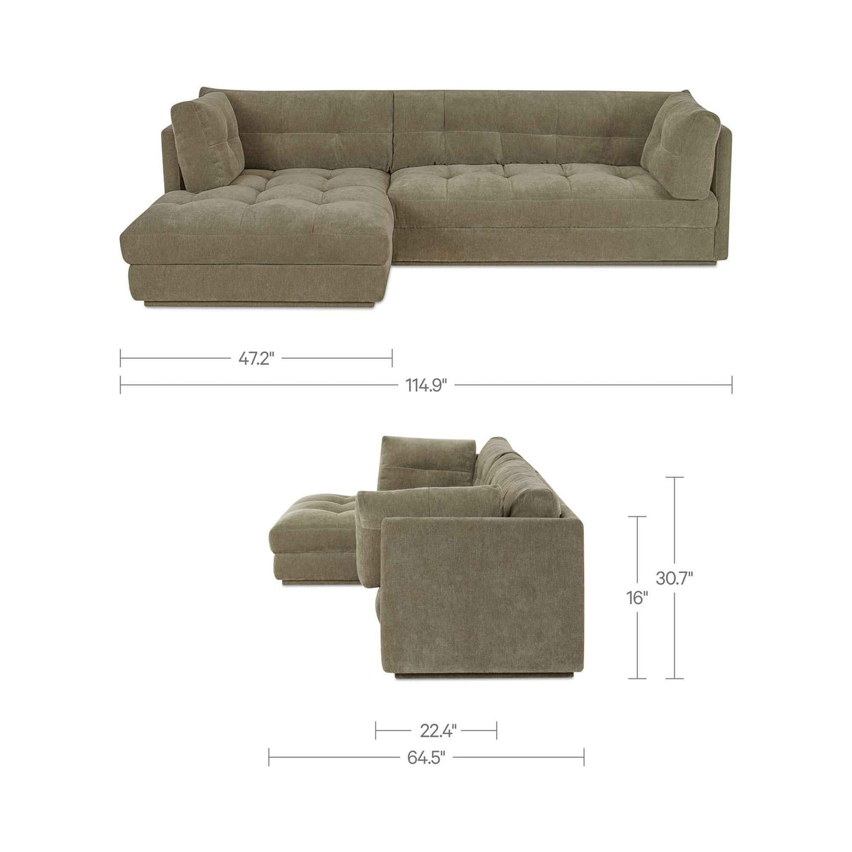 Mischa Sage Green Left Sectional by Moe's Home at Eve Furniture