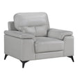 Mischa Silver Grain Top Grain Leather Chair by Homelegance at Eve Furniture
