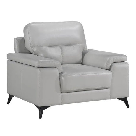 Mischa Silver Grain Top Grain Leather Chair by Homelegance at Eve Furniture