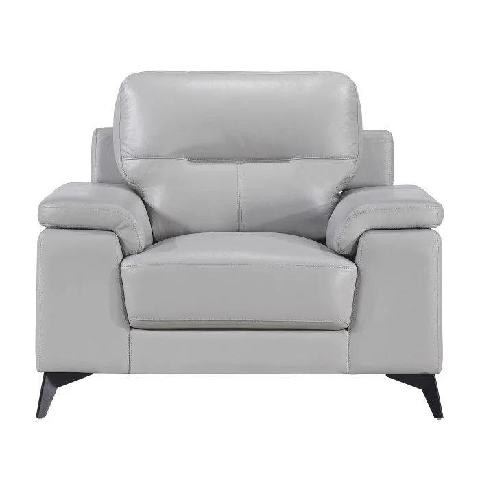Mischa Silver Grain Top Grain Leather Chair by Homelegance at Eve Furniture
