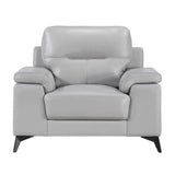 Mischa Silver Grain Top Grain Leather Chair by Homelegance at Eve Furniture
