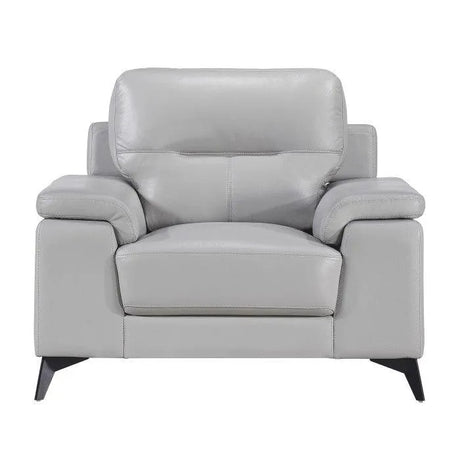 Mischa Silver Grain Top Grain Leather Chair by Homelegance at Eve Furniture