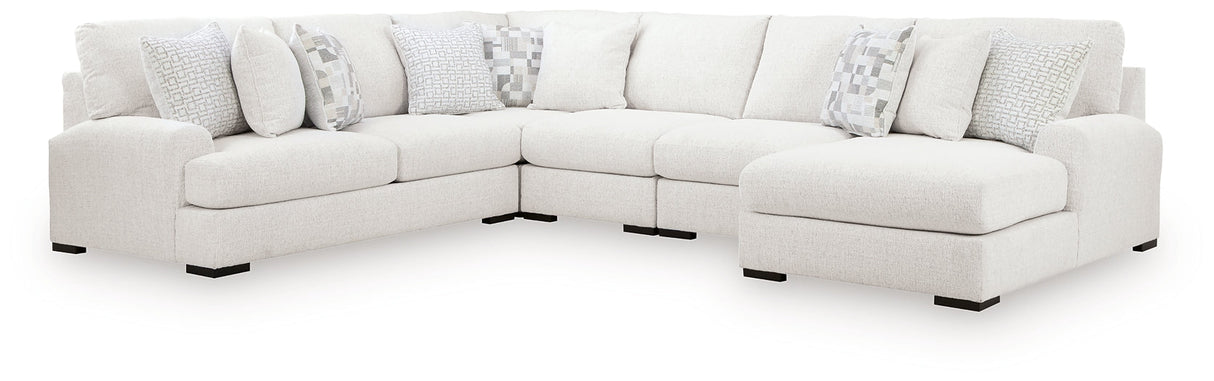 Misty-Lakes Chalk 5-Piece Sectional with RAF Chaise by Ashley at Eve Furniture