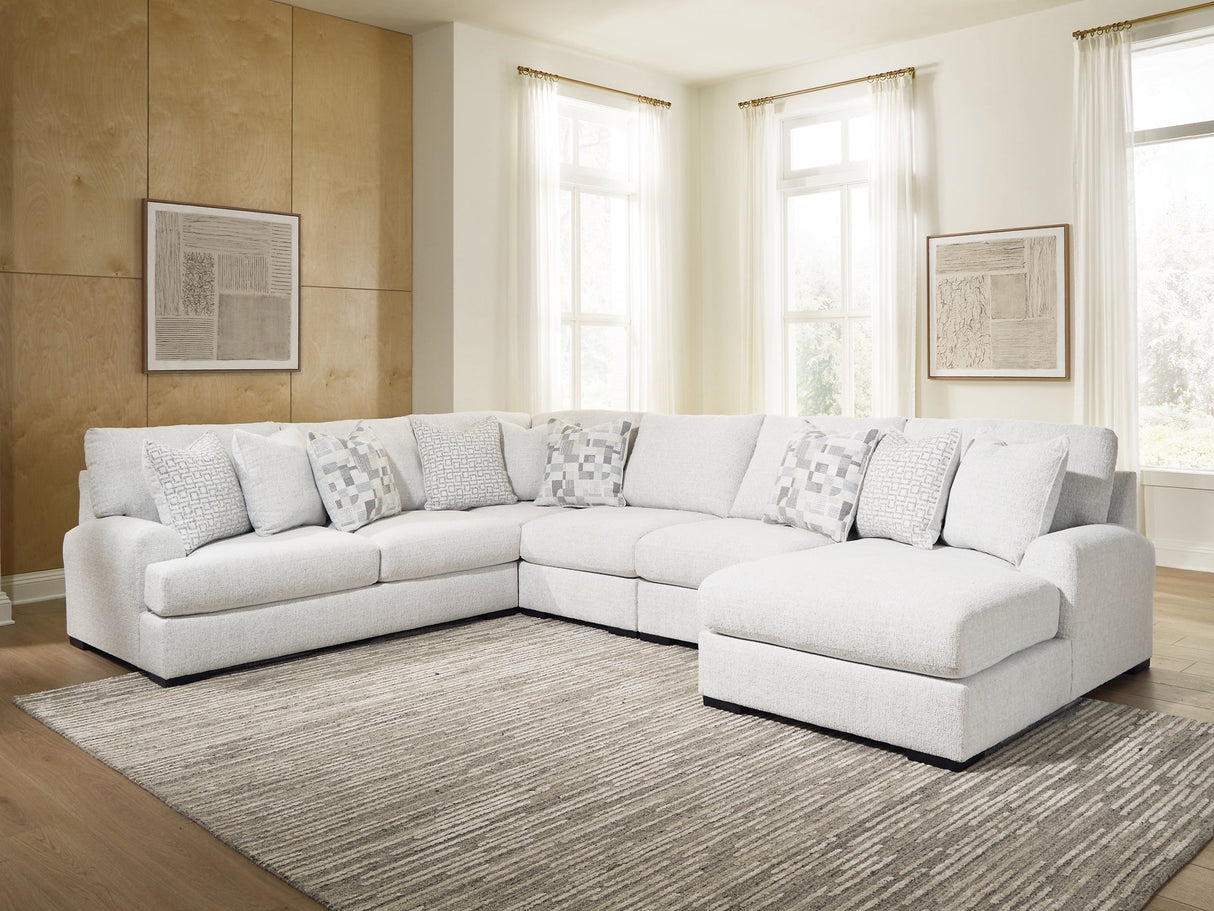 Misty-Lakes Chalk 5-Piece Sectional with RAF Chaise by Ashley at Eve Furniture