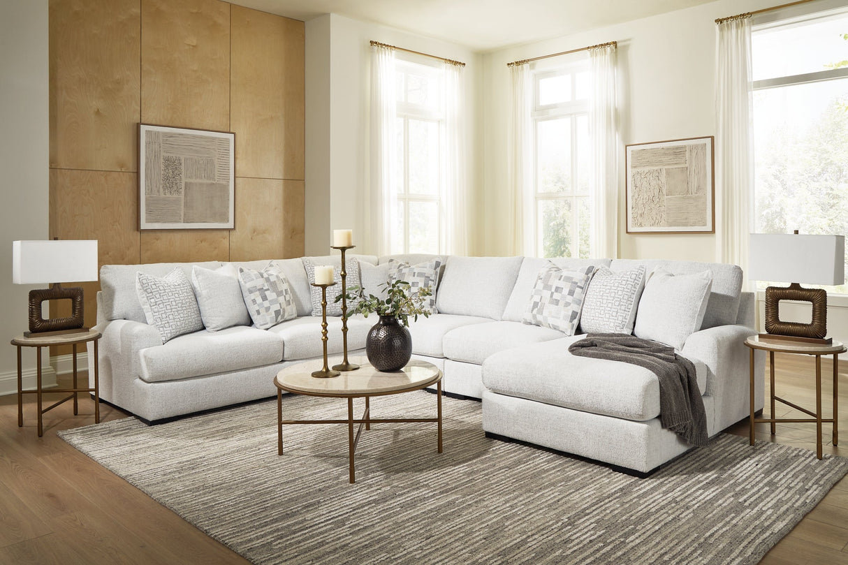 Misty-Lakes Chalk 5-Piece Sectional with RAF Chaise by Ashley at Eve Furniture