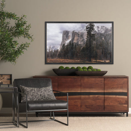 Misty Mountain by Gary Blatter Hand-Embellished Textured Framed Canvas Art Print by Mercana at Eve Furniture