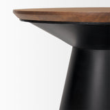 Mitchell 22.0L x 22.0W x 23.0H Black Metal Pedetal Base with Brown Wood Top Side Table by Mercana at Eve Furniture