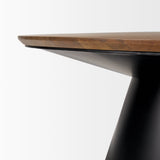 Mitchell Black Metal Pedestal Base with Brown Wood Top Coffee Table by Mercana at Eve Furniture