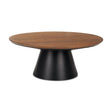 Mitchell Black Metal Pedestal Base with Brown Wood Top Coffee Table by Mercana at Eve Furniture