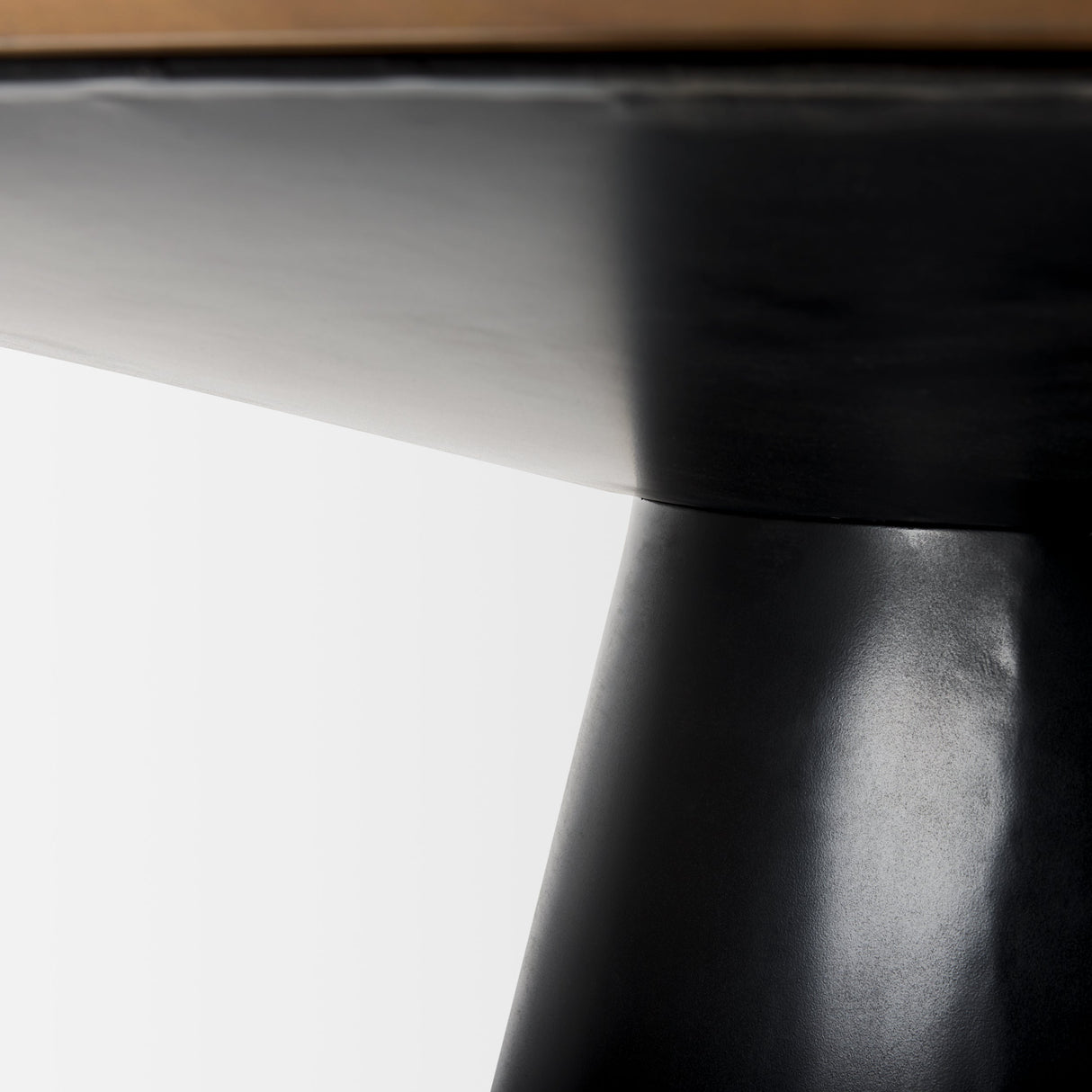 Mitchell Black Metal Pedestal Base with Brown Wood Top Dining Table by Mercana at Eve Furniture