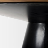 Mitchell Black Metal Pedestal Base with Brown Wood Top Dining Table by Mercana at Eve Furniture