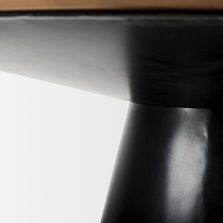 Mitchell Black Metal Pedestal Base with Brown Wood Top Dining Table by Mercana at Eve Furniture