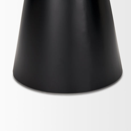 Mitchell Black Metal Pedetal Base with Brown Wood Top Side Table by Mercana at Eve Furniture