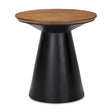 Mitchell Black Metal Pedetal Base with Brown Wood Top Side Table by Mercana at Eve Furniture