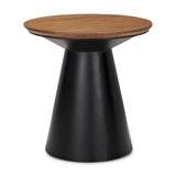 Mitchell Black Metal Pedetal Base with Brown Wood Top Side Table by Mercana at Eve Furniture