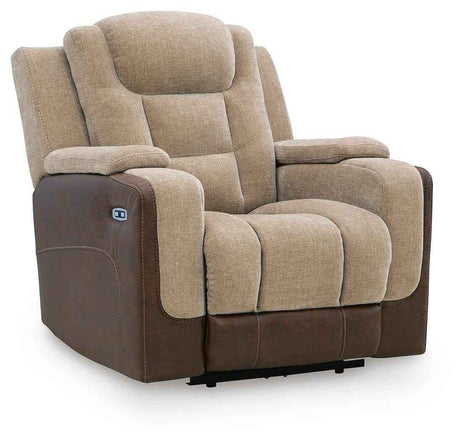 Mixed Motion Brownstone Power Recliner by Ashley at Eve Furniture