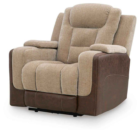 Mixed Motion Brownstone Power Recliner by Ashley at Eve Furniture