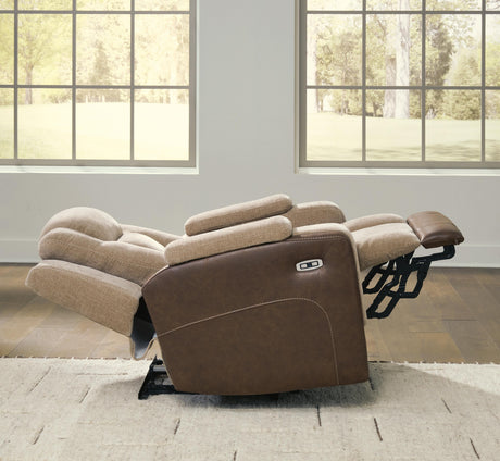 Mixed Motion Brownstone Power Recliner by Ashley at Eve Furniture
