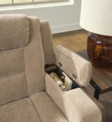 Mixed Motion Brownstone Power Recliner by Ashley at Eve Furniture