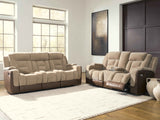 Mixed Motion Brownstone Power Reclining Living Room Set by Ashley at Eve Furniture