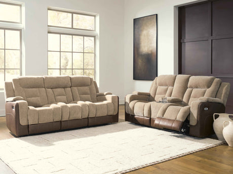 Mixed Motion Brownstone Power Reclining Living Room Set by Ashley at Eve Furniture