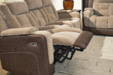 Mixed Motion Brownstone Power Reclining Living Room Set by Ashley at Eve Furniture