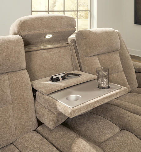 Mixed Motion Brownstone Power Reclining Living Room Set by Ashley at Eve Furniture
