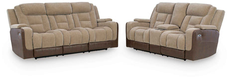 Mixed Motion Brownstone Power Reclining Living Room Set by Ashley at Eve Furniture