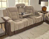 Mixed Motion Brownstone Power Reclining Sofa by Ashley at Eve Furniture