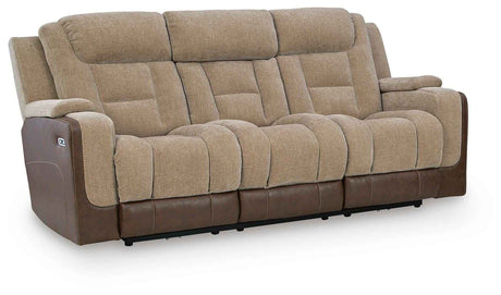 Mixed Motion Brownstone Power Reclining Sofa by Ashley at Eve Furniture