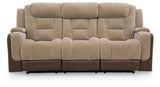 Mixed Motion Brownstone Power Reclining Sofa by Ashley at Eve Furniture