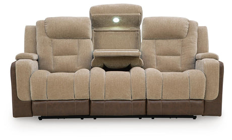 Mixed Motion Brownstone Power Reclining Sofa by Ashley at Eve Furniture