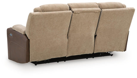 Mixed Motion Brownstone Power Reclining Sofa by Ashley at Eve Furniture