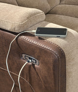 Mixed Motion Brownstone Power Reclining Sofa by Ashley at Eve Furniture