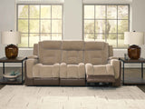 Mixed Motion Brownstone Power Reclining Sofa by Ashley at Eve Furniture